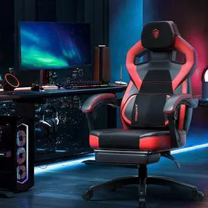 Gaming Chair with Footrest, Big and Tall Gaming Chair for Heavy People, Gamer Chair for Adult with Massage, Ergonomic Gaming Chair with headrest, Computer Game Chair for 200lbs, Red Gaming Chair with Footrest, Big and Tall Gaming Chair for Heavy People, Gamer Chair for Adult with Massage, Ergonomic Gaming Chair with headrest, Computer Game Chair for 200lbs, Red