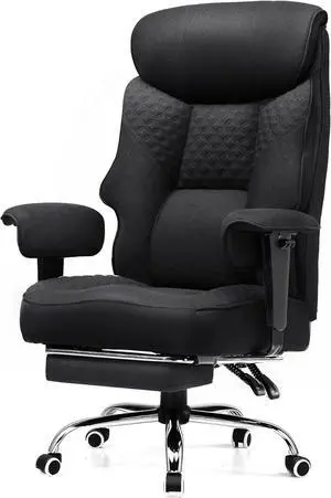 Big and Tall Office Chair, High Back Computer Gaming Chair with Ergonomic Lumbar Support &Pocket Spring Cushion for Lower Back Pain Relief, Fabric Executive Chair with Foot Rest, Black Big and Tall Office Chair, High Back Computer Gaming Chair with Ergonomic Lumbar Support &Pocket Spring Cushion for Lower Back Pain Relief, Fabric Executive Chair with Foot Rest, Black