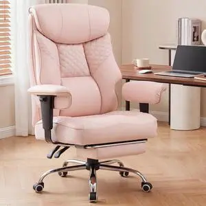 Big and Tall Office Chair, High Back Computer Gaming Chair with Ergonomic Lumbar Support &Pocket Spring Cushion for Lower Back Pain Relief, Leather Executive Chair with Foot Rest, Pink Big and Tall Office Chair, High Back Computer Gaming Chair with Ergonomic Lumbar Support &Pocket Spring Cushion for Lower Back Pain Relief, Leather Executive Chair with Foot Rest, Pink