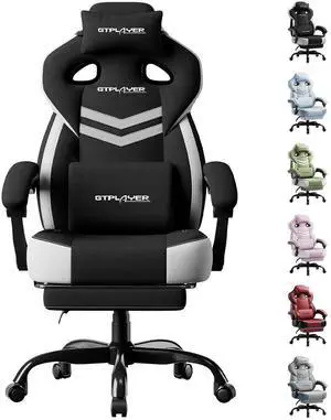 Gaming Chairs for Adult - Ergonomic Big & Tall Gaming Seat with Footrest & Lumbar Support, Comfortable Office Chair 90-155° Reclining - Heavy Duty Wide Computer Seat, Black&White Gaming Chairs for Adult - Ergonomic Big & Tall Gaming Seat with Footrest & Lumbar Support, Comfortable Office Chair 90-155° Reclining - Heavy Duty Wide Computer Seat, Black&White