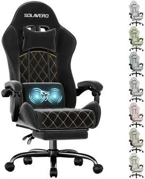 Massage Recliner Gaming Chair with Footrest for Adults, Black | 300lbs Capacity, Ergonomic Office Computer Chair, Lumbar Support, Breathable Fabric, Headrest, 360° Swivel, Metal Frame Massage Recliner Gaming Chair with Footrest for Adults, Black | 300lbs Capacity, Ergonomic Office Computer Chair, Lumbar Support, Breathable Fabric, Headrest, 360° Swivel, Metal Frame