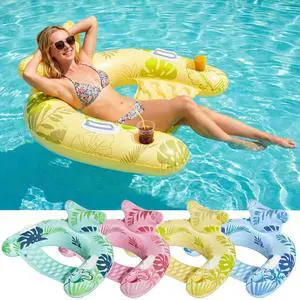 Inflatable Pool Floats Adult, Floating Pool Chair with Cup Holders for Swimming Pool, Water Chair Pool Lounger with Handles & Ergonomic Headrest for Party Summer Water Fun Inflatable Pool Floats Adult, Floating Pool Chair with Cup Holders for Swimming Pool, Water Chair Pool Lounger with Handles & Ergonomic Headrest for Party Summer Water Fun