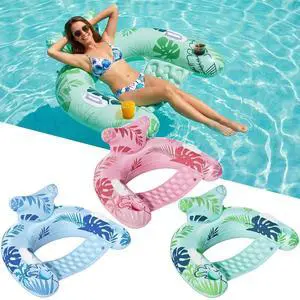 Inflatable Pool Floats Adult, Floating Pool Chair with Cup Holders for Swimming Pool, Water Chair Pool Lounger with Handles & Ergonomic Headrest for Party Summer Water Fun Inflatable Pool Floats Adult, Floating Pool Chair with Cup Holders for Swimming Pool, Water Chair Pool Lounger with Handles & Ergonomic Headrest for Party Summer Water Fun