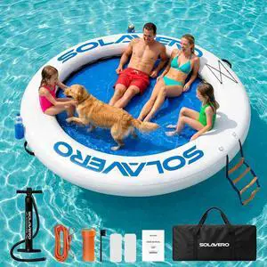 Floating Water Hammock 8FT Inflatable Pool Lounge | Heavy Duty Round Raft with Cup Holder for Lake Ocean, Durable Floating Platform for Swimming Parties Floating Water Hammock 8FT Inflatable Pool Lounge | Heavy Duty Round Raft with Cup Holder for Lake Ocean, Durable Floating Platform for Swimming Parties