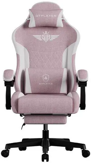 Gaming Chair, Video Game Chairs with Footrest and Lumbar Support, Computer Chair for Adults with Extended Backrest, Ergonomic Reclining Silla Gamer, Linen Fabric, Pink Gaming Chair, Video Game Chairs with Footrest and Lumbar Support, Computer Chair for Adults with Extended Backrest, Ergonomic Reclining Silla Gamer, Linen Fabric, Pink