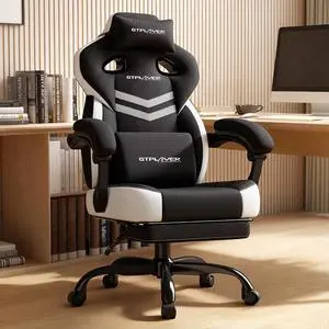 Gaming Chairs for Adult - Ergonomic Big & Tall Gaming Seat with Footrest & Lumbar Support, Comfortable Office Chair Heavy Duty Wide Computer Seat, Black & Gray Gaming Chairs for Adult - Ergonomic Big & Tall Gaming Seat with Footrest & Lumbar Support, Comfortable Office Chair Heavy Duty Wide Computer Seat, Black & Gray