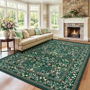 8'x10' Area Rugs for Living Room, Floral Washable Rug Boho Non-Slip Printed Carpet, Vintage Stain Resistant Indoor Rug for Bedroom Dining Room Home Office 8'x10' Area Rugs for Living Room, Floral Washable Rug Boho Non-Slip Printed Carpet, Vintage Stain Resistant Indoor Rug for Bedroom Dining Room Home Office