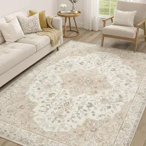 6'x9' Boho Area Rugs for Living Room, Machine Washable Stain Resistant Non-Shed Carpet, Floral Area Rug with Non-Slip Backing for Bedroom, Dining Room, Dorm, Office 6'x9' Boho Area Rugs for Living Room, Machine Washable Stain Resistant Non-Shed Carpet, Floral Area Rug with Non-Slip Backing for Bedroom, Dining Room, Dorm, Office