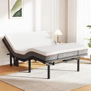 MS01-1 Full Adjustable Bed Frame with Massage + 10-inch Gel Memory Foam Mattress, Adjustable Bed Base with Under-Bed Nightlight, Wireless Control Massage Adjustable Bed, Full MS01-1 Full Adjustable Bed Frame with Massage + 10-inch Gel Memory Foam Mattress, Adjustable Bed Base with Under-Bed Nightlight, Wireless Control Massage Adjustable Bed, Full