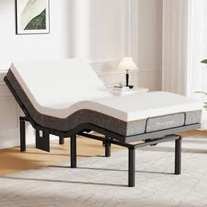 MS01 Full Adjustable Bed Frame + 10-inch Gel Memory Foam Mattress, Adjustable Bed Base with Under-Bed Nightlight, Wireless Remote Control Adjustable Bed with 4 Height Options, Full MS01 Full Adjustable Bed Frame + 10-inch Gel Memory Foam Mattress, Adjustable Bed Base with Under-Bed Nightlight, Wireless Remote Control Adjustable Bed with 4 Height Options, Full