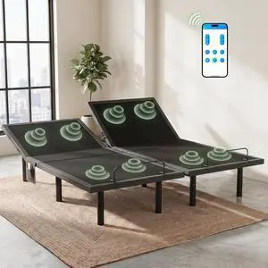 Split King Adjustable Bed Base Pro, Smart Dual Motor Bed Frame with Massage & App Control, Wireless Remote, Zero Gravity, Anti-Snore, Under Bed Lighting, 3-Min Easy Assembly Split King Adjustable Bed Base Pro, Smart Dual Motor Bed Frame with Massage & App Control, Wireless Remote, Zero Gravity, Anti-Snore, Under Bed Lighting, 3-Min Easy Assembly