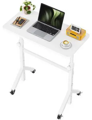 Mobile Stand Up Desk with Wheels, Adjustable Height Desk from 28.3 to 46.5, Rolling Standing Desk with Lockable Wheels, Portable Small Desk for Walking Pad and Treadmill, White Mobile Stand Up Desk with Wheels, Adjustable Height Desk from 28.3 to 46.5, Rolling Standing Desk with Lockable Wheels, Portable Small Desk for Walking Pad and Treadmill, White