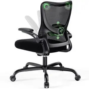 Ergonomic Office Chair with Adjustable Lumbar Support, 3-Way PU Armrests & Breathable Mesh for Home Office and Gaming Ergonomic Office Chair with Adjustable Lumbar Support, 3-Way PU Armrests & Breathable Mesh for Home Office and Gaming