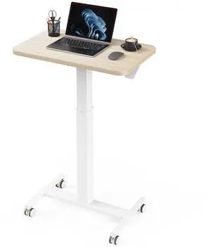 Mobile Standing Desk, Wider Height Adjustable Computer Desk, Rolling Sit Stand Desk with 4 Lockable Wheels, Ergonomic Desk for Home Office and Classroom, Natural Mobile Standing Desk, Wider Height Adjustable Computer Desk, Rolling Sit Stand Desk with 4 Lockable Wheels, Ergonomic Desk for Home Office and Classroom, Natural