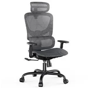 Ergonomic Mesh Office Chair with Flexible Adjustment Lumbar Support, High Back Desk Computer Chair with 2D Wide Headrest, Armrests, 130° Rocking Tilt, Home Office Chair for Long Hours, Grey Ergonomic Mesh Office Chair with Flexible Adjustment Lumbar Support, High Back Desk Computer Chair with 2D Wide Headrest, Armrests, 130° Rocking Tilt, Home Office Chair for Long Hours, Grey