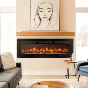 50 inch Wall Mounted Electric Fireplace Indoor Recessed Fireplace Heater with Touch Screen, Timer, Adjustable Flame Color and Speed 50 inch Wall Mounted Electric Fireplace Indoor Recessed Fireplace Heater with Touch Screen, Timer, Adjustable Flame Color and Speed