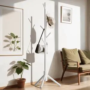 Coat Rack Stand with 3 Height Options and 8 Hooks Wooden Freestanding Coat Rack for Home, Office, Entryway, Hallway Coat Rack Stand with 3 Height Options and 8 Hooks Wooden Freestanding Coat Rack for Home, Office, Entryway, Hallway