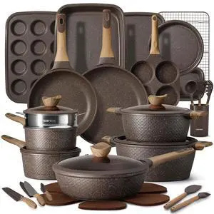 39PCS Pots and Pans Set Non Stick, Cookware Set Pots and Pans Induction Cook Ware, Nonstick Kitchen Cooking, PFOA Free, Black 39PCS Pots and Pans Set Non Stick, Cookware Set Pots and Pans Induction Cook Ware, Nonstick Kitchen Cooking, PFOA Free, Black
