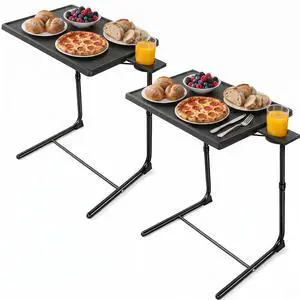 Multifunctional TV Tray Table - 2 Packs Adjustable TV Dinner Tray Tables with 6 Height & 3 Tilt Angle, Folding TV Trays with Cup Holder for Bed & Sofa, for Eating & Reading Multifunctional TV Tray Table - 2 Packs Adjustable TV Dinner Tray Tables with 6 Height & 3 Tilt Angle, Folding TV Trays with Cup Holder for Bed & Sofa, for Eating & Reading