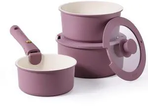6pcs Nonstick Sauce Pan Sets with Lid 3 Sizes1.5QT, 2QT & 3QT, Non Stick Cooking Pot with Detachable Handle, Kitchen Sauce Pots Induction Pot, PFOA FREE, Dishwasher Safe, Purple 6pcs Nonstick Sauce Pan Sets with Lid 3 Sizes1.5QT, 2QT & 3QT, Non Stick Cooking Pot with Detachable Handle, Kitchen Sauce Pots Induction Pot, PFOA FREE, Dishwasher Safe, Purple