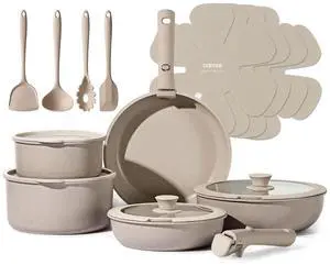 19pcs Pots and Pans Set Non Stick, Nonstick Cookware Set Detachable Handle, Induction Kitchen Cooking Sets with Removable Handle, RV Kitchen, Oven Safe, Taupe 19pcs Pots and Pans Set Non Stick, Nonstick Cookware Set Detachable Handle, Induction Kitchen Cooking Sets with Removable Handle, RV Kitchen, Oven Safe, Taupe