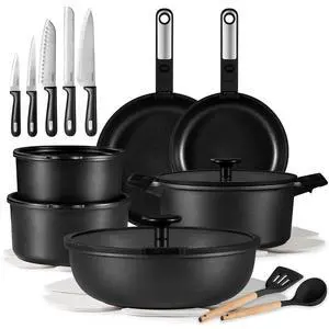 25pcs Pots and Pans Set Non Stick, Cookware Sets, Kitchen Set, Oven/Dishwasher/Fridge Safe, Space Saving Pots Set, Nonstick Set with Versatile Detachable Handle with Knife Set, Jet Black 25pcs Pots and Pans Set Non Stick, Cookware Sets, Kitchen Set, Oven/Dishwasher/Fridge Safe, Space Saving Pots Set, Nonstick Set with Versatile Detachable Handle with Knife Set, Jet Black