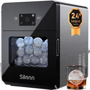 2.4 Sphere Ice Maker Countertop, Clear Ice Ball Maker Machine with Crystal Sphere & Rapid Sphere Technology, 3 pcs in 40 Mins, 100 pcs/Day, Self-Cleaning Ice Maker Ideal for Whiskey 2.4 Sphere Ice Maker Countertop, Clear Ice Ball Maker Machine with Crystal Sphere & Rapid Sphere Technology, 3 pcs in 40 Mins, 100 pcs/Day, Self-Cleaning Ice Maker Ideal for Whiskey