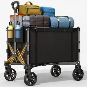 Foldable Wagon Cart, 360LBS Portable Collapsible Wagon Cart, 120L Capacity Utility Cart with 2 Cup Holder for Groceries, Camping, Shopping, Garden, Beach, Foldable Wagon Cart, 360LBS Portable Collapsible Wagon Cart, 120L Capacity Utility Cart with 2 Cup Holder for Groceries, Camping, Shopping, Garden, Beach,