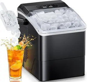 Ice Maker Countertop, 9 Cubes Ready in 6 Mins, 26 lbs per Day, Ice Machine with 2 Ice Sizes and Self-Cleaning, Portable Ice Maker with Handle for Home, Kitchen, Camping, RV, Office, Black Ice Maker Countertop, 9 Cubes Ready in 6 Mins, 26 lbs per Day, Ice Machine with 2 Ice Sizes and Self-Cleaning, Portable Ice Maker with Handle for Home, Kitchen, Camping, RV, Office, Black