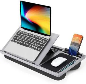 Adjustable Laptop Desk with Cushion, Mouse Pad & Cellphone Slot - Laptop Stand for Bed & Couch, Riser for Home & Office (Grey) Adjustable Laptop Desk with Cushion, Mouse Pad & Cellphone Slot - Laptop Stand for Bed & Couch, Riser for Home & Office (Grey)