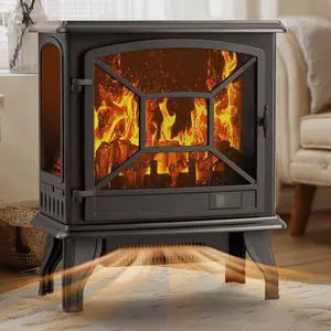 24'' Freestanding Electric Fireplace Heater Stove Portable Infrared Fireplace for Indoor, W/Remote, Thermostat, 5 Variable Flame 24'' Freestanding Electric Fireplace Heater Stove Portable Infrared Fireplace for Indoor, W/Remote, Thermostat, 5 Variable Flame