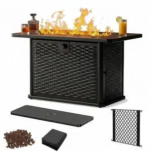 43" Rectangular Propane Fire Pit Table - 60,000 BTU Gas Fire Pit with Waterproof Cover & Lava Rocks for Outdoor Garden, Deck, Backyard, CSA-Certified 43" Rectangular Propane Fire Pit Table - 60,000 BTU Gas Fire Pit with Waterproof Cover & Lava Rocks for Outdoor Garden, Deck, Backyard, CSA-Certified