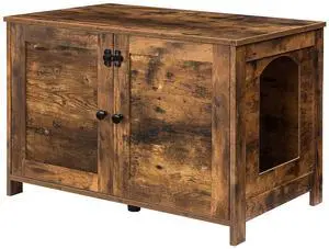 Litter Box Enclosure, Cat Litter Box Furniture with Removable Divider, Large Hidden Litter Box Furniture, Wooden Cat House, End Side Table, 31" L x 17.5" W x 19.7" H Rustic Brown BF03MW01G2 Litter Box Enclosure, Cat Litter Box Furniture with Removable Divider, Large Hidden Litter Box Furniture, Wooden Cat House, End Side Table, 31" L x 17.5" W x 19.7" H Rustic Brown BF03MW01G2