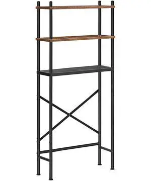 Over the Toilet Storage, 3-Tier Over Toilet Bathroom Organizer, Freestanding Above Toilet Shelf with Adjustable Feet, Space Saving, Easy Assembly, Rustic Brown and Black BF63TS01 Over the Toilet Storage, 3-Tier Over Toilet Bathroom Organizer, Freestanding Above Toilet Shelf with Adjustable Feet, Space Saving, Easy Assembly, Rustic Brown and Black BF63TS01