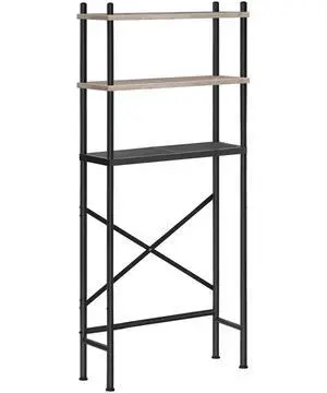 Over the Toilet Storage, 3-Tier Over Toilet Bathroom Organizer, Freestanding Above Toilet Shelf with Adjustable Feet, Space Saving, Easy Assembly, Greige and Black BG63TS01 Over the Toilet Storage, 3-Tier Over Toilet Bathroom Organizer, Freestanding Above Toilet Shelf with Adjustable Feet, Space Saving, Easy Assembly, Greige and Black BG63TS01