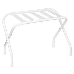 Luggage Rack, Metal Foldable Suitcase Stand for Guest Room, Holds up to 100 lb, 27 x 15.3 x 22 Inches, Steel Frame, Nylon Straps, Hotel, Bedroom, Closet, White WT02XL01 Luggage Rack, Metal Foldable Suitcase Stand for Guest Room, Holds up to 100 lb, 27 x 15.3 x 22 Inches, Steel Frame, Nylon Straps, Hotel, Bedroom, Closet, White WT02XL01