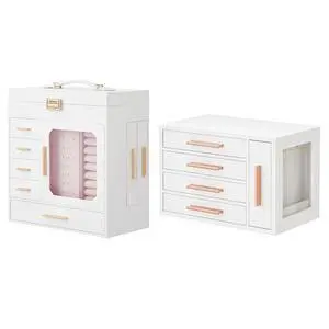 Jewelry Box with Mirror and Wooden Jewelry Box Bundle, Jewelry Organizer Box with Capacious Storage Space, Jewelry Holder Organizer for Earrings, Necklaces, Rings,WT06JB04G1-WD09JB04 Jewelry Box with Mirror and Wooden Jewelry Box Bundle, Jewelry Organizer Box with Capacious Storage Space, Jewelry Holder Organizer for Earrings, Necklaces, Rings,WT06JB04G1-WD09JB04