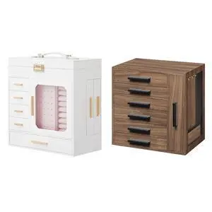 Jewelry Box with Mirror and Wooden Jewelry Box Bundle, Jewelry Organizer Box for Women Girls, Jewelry Holder Organizer, Modern Style WT06JB04G1-BH12JB04 Jewelry Box with Mirror and Wooden Jewelry Box Bundle, Jewelry Organizer Box for Women Girls, Jewelry Holder Organizer, Modern Style WT06JB04G1-BH12JB04