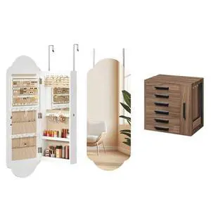 Jewelry Box for Women and Wide Jewelry Cabinet, Jewelry Organizer Box, LED Jewelry Organizer Wall/Door Mounted, 6-Tier Wooden Jewelry Box, Hanging Jewelry Cabinet Mirror, BH12JB04-WT03JC04 Jewelry Box for Women and Wide Jewelry Cabinet, Jewelry Organizer Box, LED Jewelry Organizer Wall/Door Mounted, 6-Tier Wooden Jewelry Box, Hanging Jewelry Cabinet Mirror, BH12JB04-WT03JC04