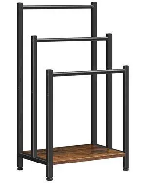 Free Standing Towel Rack, 3 Tier Blanket Rack, Blanket Holder for Bathroom, 16.9" L x 11" W x 31.9" H, Industrial Metal Drying and Display Rack with Shelf, Rustic Brown and Black BF03LB01 Free Standing Towel Rack, 3 Tier Blanket Rack, Blanket Holder for Bathroom, 16.9" L x 11" W x 31.9" H, Industrial Metal Drying and Display Rack with Shelf, Rustic Brown and Black BF03LB01