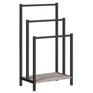 Free Standing Towel Rack, 3 Tier Blanket Rack, Blanket Holder for Bathroom, 16.9" L x 11" W x 31.9" H, Industrial Metal Drying and Display Rack with Shelf, Greige and Black BG03LB01 Free Standing Towel Rack, 3 Tier Blanket Rack, Blanket Holder for Bathroom, 16.9" L x 11" W x 31.9" H, Industrial Metal Drying and Display Rack with Shelf, Greige and Black BG03LB01