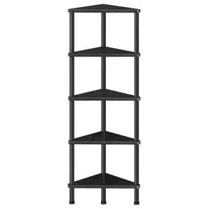 Corner Shelf Stand, Industrial 5-Tier Wall Corner Bookshelf with Metal Frame, Plant Display Shelf, Bookcase for Small Spaces, Bedroom, Living Room, Black BK33CJ01 Corner Shelf Stand, Industrial 5-Tier Wall Corner Bookshelf with Metal Frame, Plant Display Shelf, Bookcase for Small Spaces, Bedroom, Living Room, Black BK33CJ01