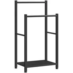 Free Standing Towel Rack for Bathroom, 16.5" L x 9.4" W x 31.5" H, 2 Tier Blanket Rack, Blanket Holder, Drying and Display Rack with Shelf, Black BB02LB01 Free Standing Towel Rack for Bathroom, 16.5" L x 9.4" W x 31.5" H, 2 Tier Blanket Rack, Blanket Holder, Drying and Display Rack with Shelf, Black BB02LB01
