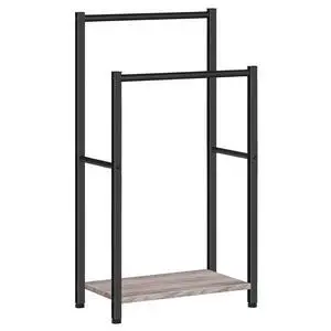 Freestanding Towel Rack, 2 Tier Blanket Ladder Holder for Bathroom, 16.5" L x 9.4" W x 31.5" H, Blanket Rack, Industrial Drying and Display Rack with Shelf, Metal, Greige and Black BG02LB01 Freestanding Towel Rack, 2 Tier Blanket Ladder Holder for Bathroom, 16.5" L x 9.4" W x 31.5" H, Blanket Rack, Industrial Drying and Display Rack with Shelf, Metal, Greige and Black BG02LB01