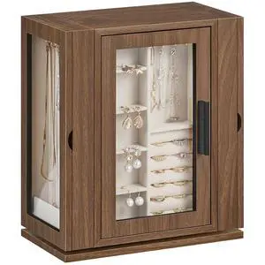 360° Rotating Jewelry Box, Wooden Jewelry Organizer, Large Jewelry Storage Case with 5 Drawers and Acrylic Doors, Jewelry Display Box for Necklaces, Rings, Earrings, Bracelets, Walnut BH30JB04 360° Rotating Jewelry Box, Wooden Jewelry Organizer, Large Jewelry Storage Case with 5 Drawers and Acrylic Doors, Jewelry Display Box for Necklaces, Rings, Earrings, Bracelets, Walnut BH30JB04