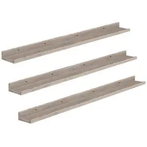 Floating Shelves, Wall Shelf Set of 3, 47.2 Inches Hanging Shelf with Raised Edge and Invisible Brackets, for Bathroom, Bedroom, Kitchen, Office, Living Room Decor, Greige BG92BJ01 Floating Shelves, Wall Shelf Set of 3, 47.2 Inches Hanging Shelf with Raised Edge and Invisible Brackets, for Bathroom, Bedroom, Kitchen, Office, Living Room Decor, Greige BG92BJ01