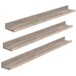 Floating Shelves, Wall Shelf Set of 3, 35.4 Inches Hanging Shelf with Raised Edge and Invisible Brackets, for Bathroom, Bedroom, Kitchen, Office, Living Room Decor, Greige BG90BJ01 Floating Shelves, Wall Shelf Set of 3, 35.4 Inches Hanging Shelf with Raised Edge and Invisible Brackets, for Bathroom, Bedroom, Kitchen, Office, Living Room Decor, Greige BG90BJ01