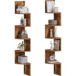 Corner Shelf Wall-Mounted, Set of 2 Floating Corner Shelves for Wall, 5-Tier Corner Bookshelves for Living Room, Bedroom, Bathroom, Home Office, Rustic Brown BF26BJP201 Corner Shelf Wall-Mounted, Set of 2 Floating Corner Shelves for Wall, 5-Tier Corner Bookshelves for Living Room, Bedroom, Bathroom, Home Office, Rustic Brown BF26BJP201
