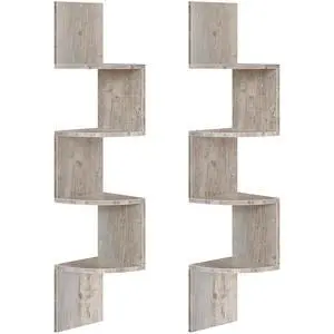 Corner Shelf Wall-Mounted, Set of 2 Floating Corner Shelves for Wall, 4-Tier Corner Bookshelves for Wall Decor in Living Room, Bedroom, Bathroom, Home Office, Greige BG25BJP201 Corner Shelf Wall-Mounted, Set of 2 Floating Corner Shelves for Wall, 4-Tier Corner Bookshelves for Wall Decor in Living Room, Bedroom, Bathroom, Home Office, Greige BG25BJP201