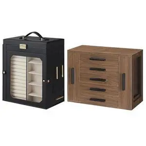 Jewelry Box with Mirror and 5-Tier Jewelry Box Bundle, Travel Jewelry Organizer with Glass Window, Jewelry Storage Box with 2 Vertical Drawers, BK03JB04G2-BH19JB04 Jewelry Box with Mirror and 5-Tier Jewelry Box Bundle, Travel Jewelry Organizer with Glass Window, Jewelry Storage Box with 2 Vertical Drawers, BK03JB04G2-BH19JB04